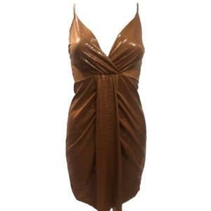 FAUX LEATHER: chestnut snakeskin dress